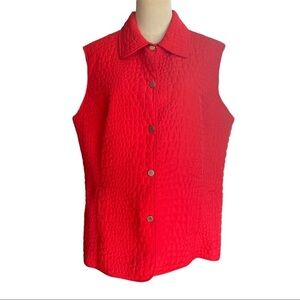 Tabi  red pebble quilted sleeveless lightweight outerwear vest with pockets